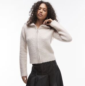 Topshop Boucle Zip Cardigan